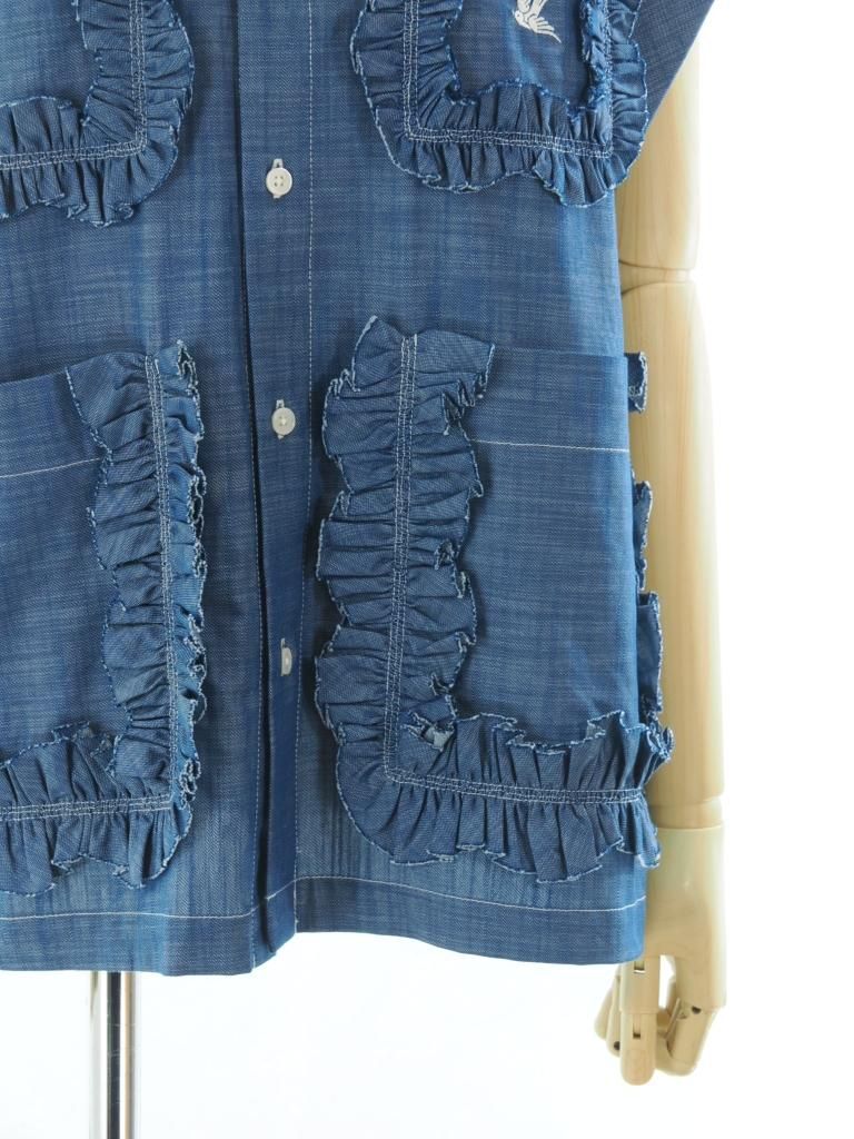 Rhodolirion ロドリリオン - Frill Shirt フリルシャツ - Chambray - Blue