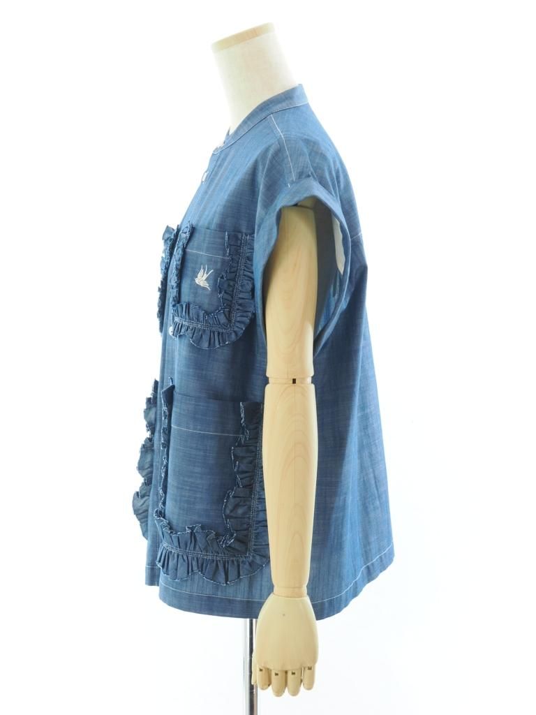 Rhodolirion ロドリリオン - Frill Shirt フリルシャツ - Chambray - Blue