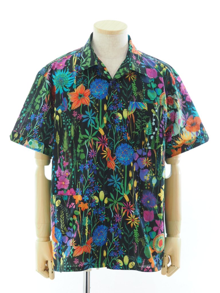 Engineered Garments 󥸥˥ɥ - Camp Shirt ץ - Cotton Floral Lawn - Black