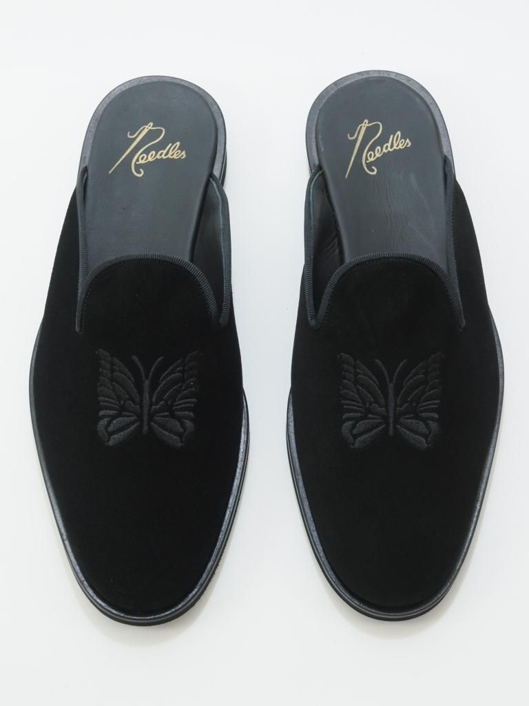 Needles ニードルズ - Papillon Emb. Slip-In パピヨンエンブロイダリースリップイン - Suede - Black