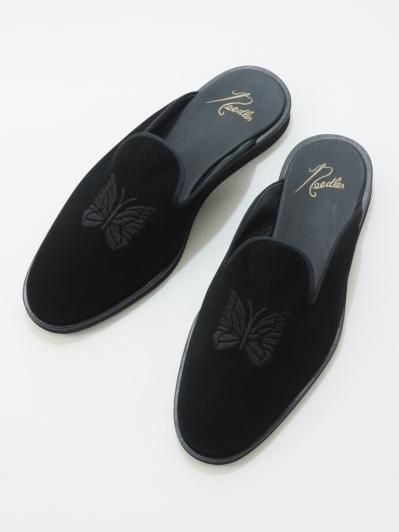 Needles ニードルズ - Papillon Emb. Slip-In パピヨンエンブロイダリースリップイン - Suede - Black