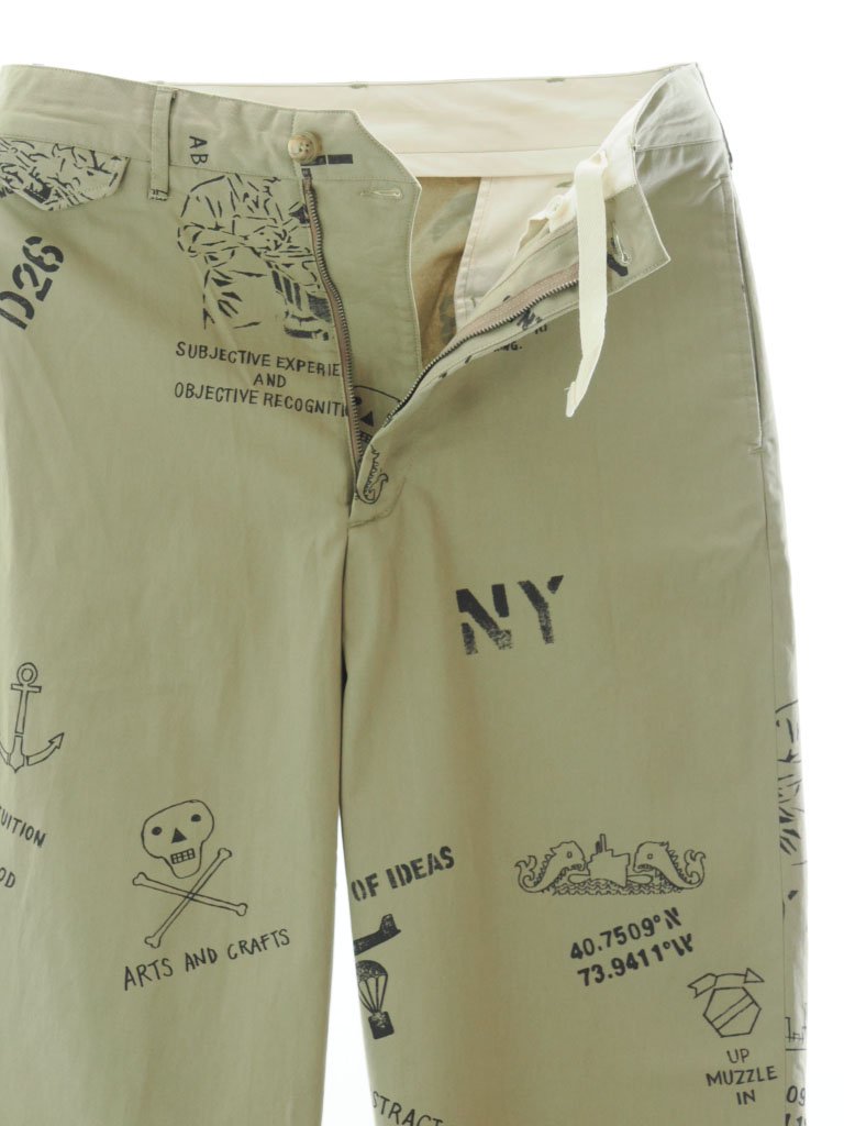 Engineered Garments 󥸥˥ɥ - Officer Pant եѥ - Graffiti Print Flat Twill - Khaki