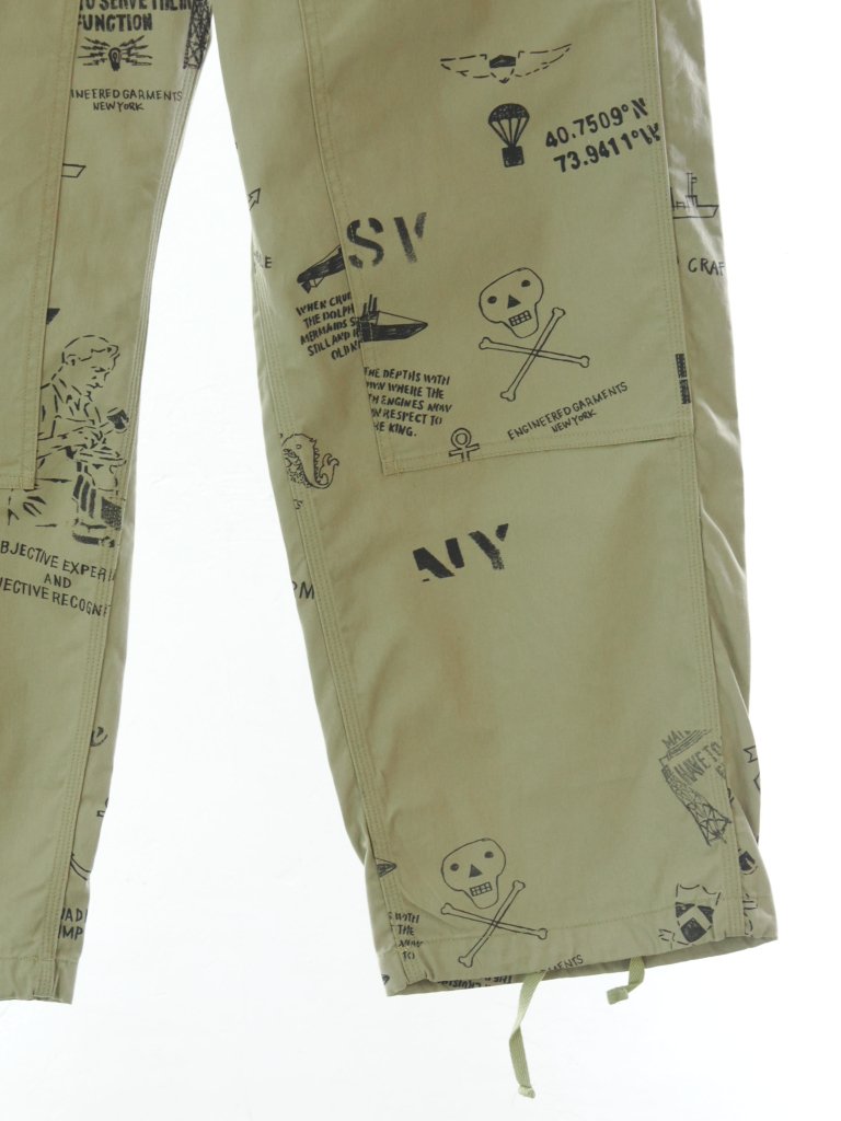 Engineered Garments 󥸥˥ɥ - Painter Pant եѥ - Graffiti Print Flat Twill - Khaki