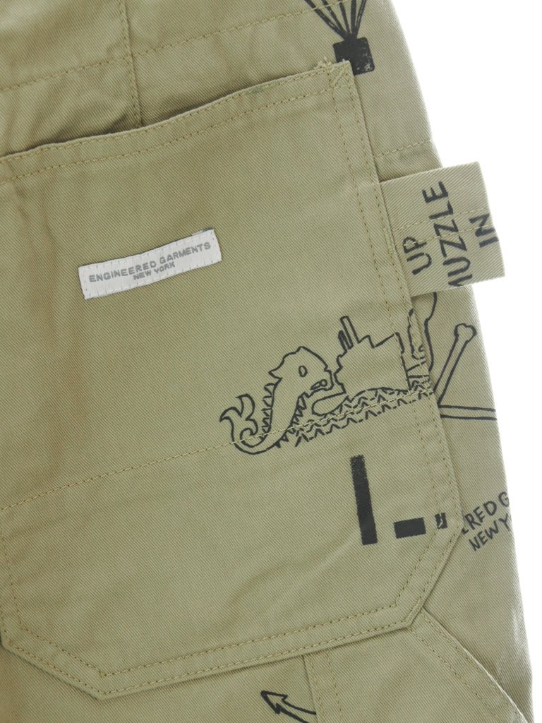 Engineered Garments 󥸥˥ɥ - Painter Pant եѥ - Graffiti Print Flat Twill - Khaki