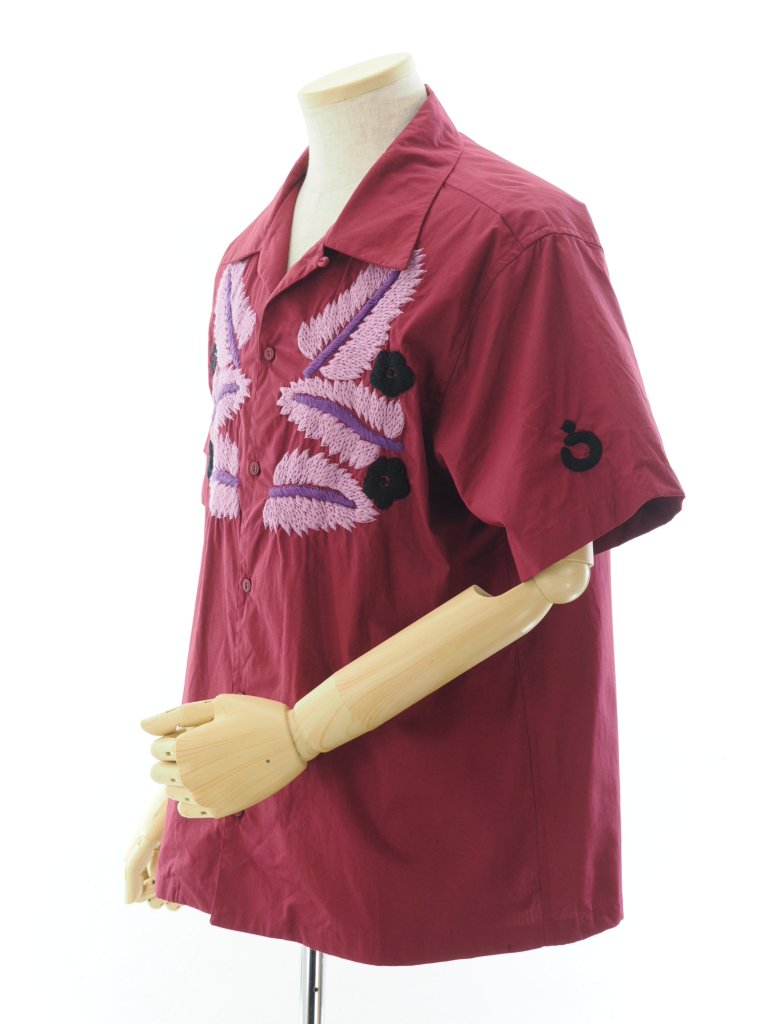 NOMA t.d. Ρޥƥǥ - Leaf Hand Embroidery SS Shirt ꡼եϥɥ֥꡼硼ȥ꡼֥ - Burgundy 
