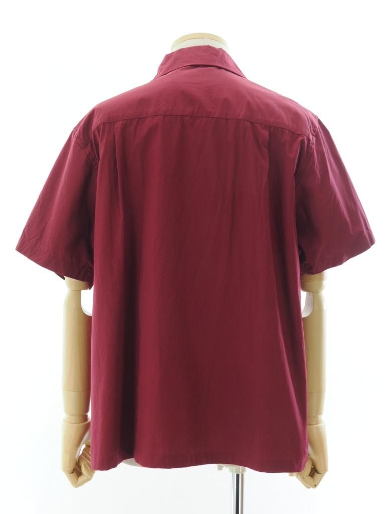 NOMA t.d. ノーマティーディー - Leaf Hand Embroidery SS Shirt リーフハンドエンブロイダリーショートスリーブシャツ - Burgundy 