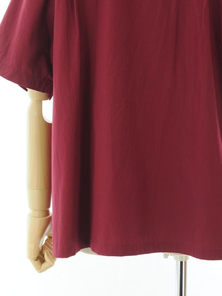 NOMA t.d. ノーマティーディー - Leaf Hand Embroidery SS Shirt リーフハンドエンブロイダリーショートスリーブシャツ - Burgundy 