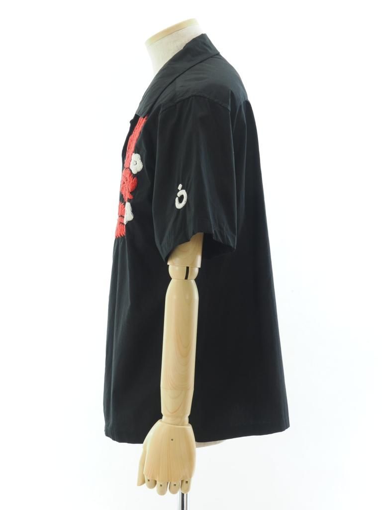 NOMA t.d. ノーマティーディー - Leaf Hand Embroidery SS Shirt リーフハンドエンブロイダリーショートスリーブシャツ - Black