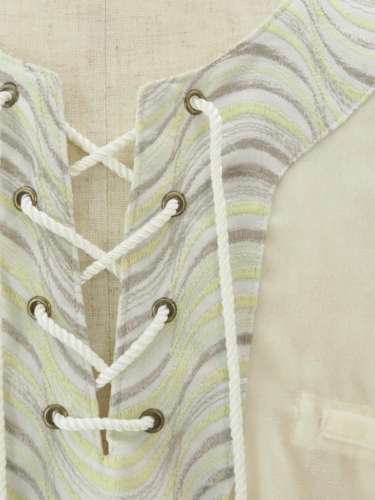 TUITACI 朔 ツイタチ - Velvet Dashiki Shirt ベルベットダシキシャツ - White