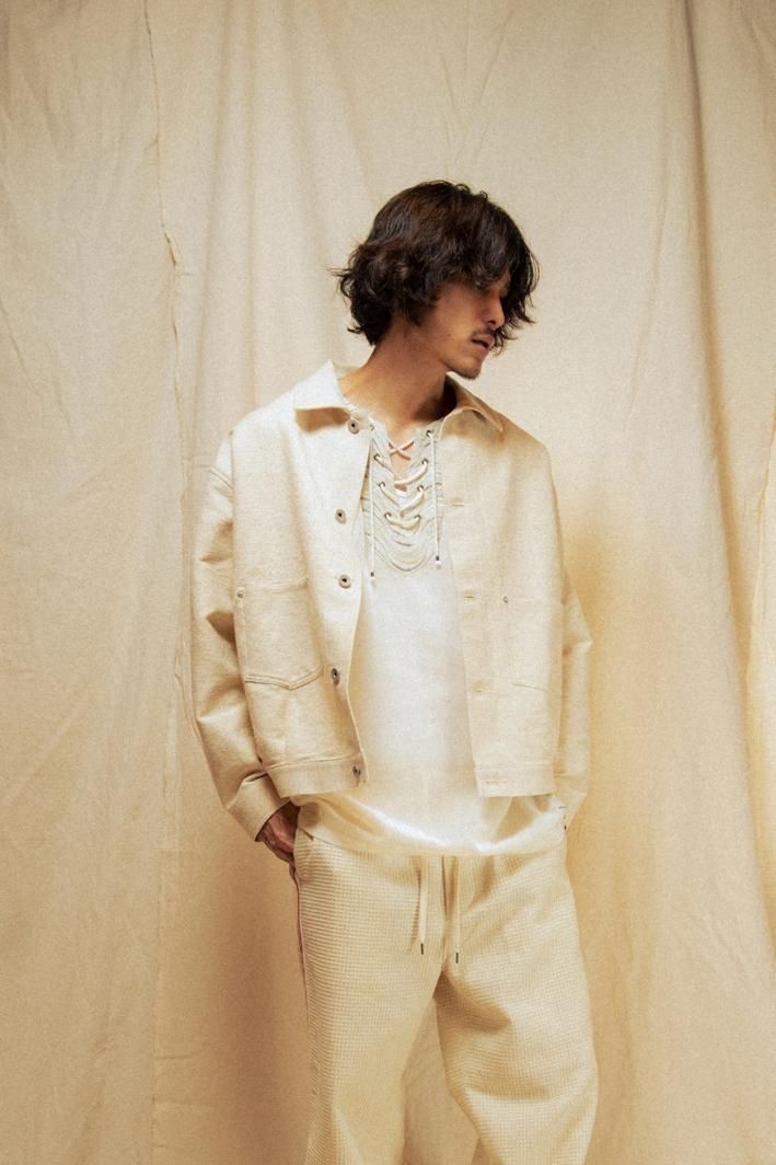 TUITACI 朔 ツイタチ - Velvet Dashiki Shirt ベルベットダシキシャツ - White