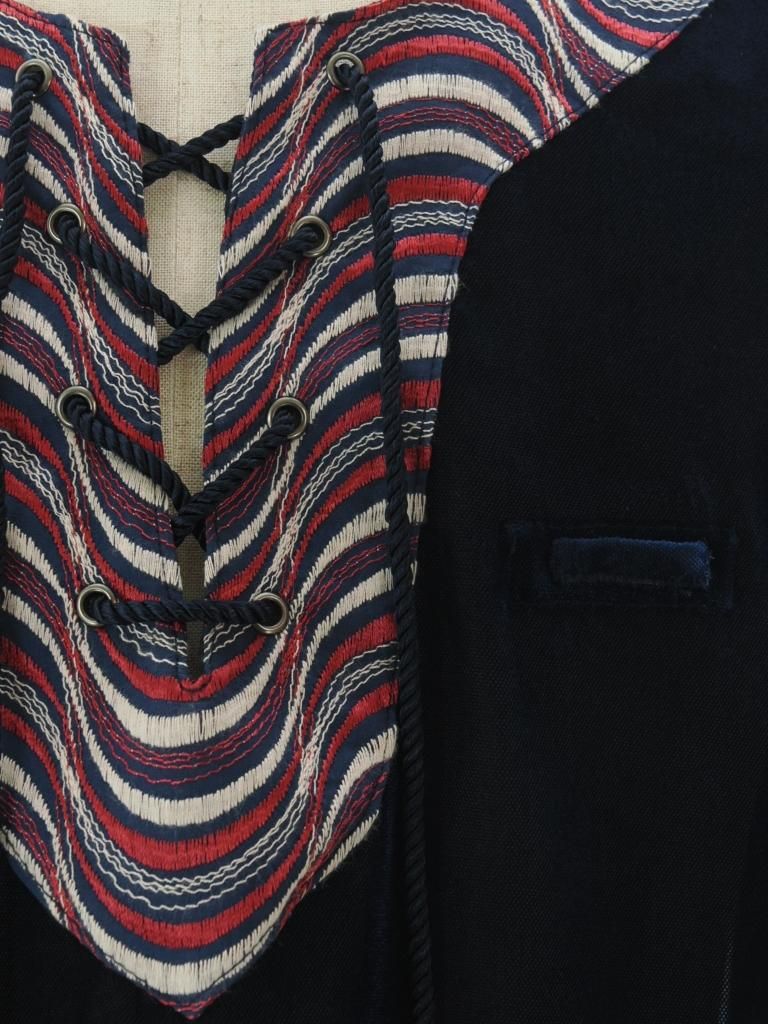 TUITACI 朔 ツイタチ - Velvet Dashiki Shirt ベルベットダシキシャツ - Navy