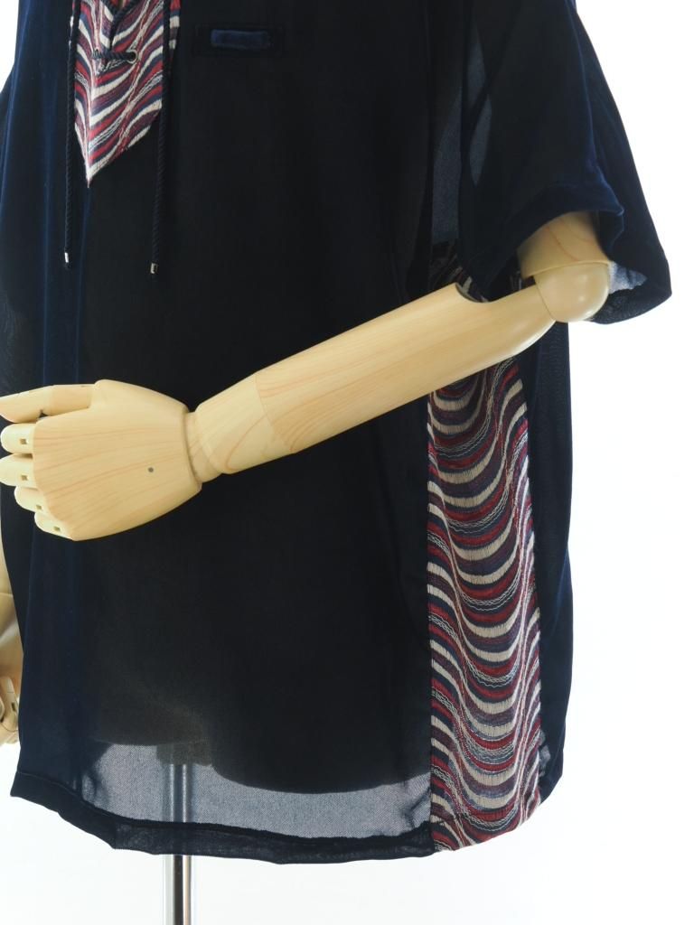 TUITACI 朔 ツイタチ - Velvet Dashiki Shirt ベルベットダシキシャツ - Navy