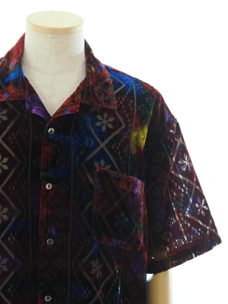 TUITACI 朔 ツイタチ - Vintage Lace Velvet Shirt ビンテージレースベルベットシャツ - Purple