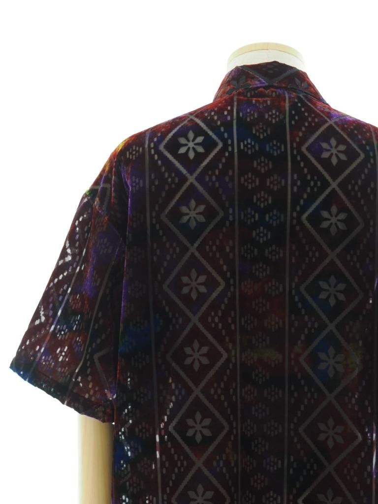 TUITACI 朔 ツイタチ - Vintage Lace Velvet Shirt ビンテージレースベルベットシャツ - Purple