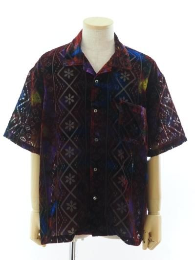 TUITACI 朔 ツイタチ - Vintage Lace Velvet Shirt ビンテージレースベルベットシャツ - Purple