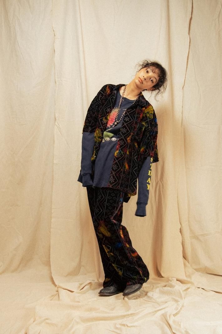 TUITACI 朔 ツイタチ - Vintage Lace Velvet Pants ビンテージレース 