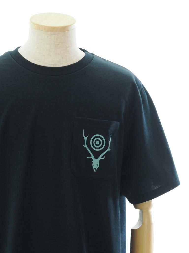 South2 West8 サウスツーウエストエイト - S/S Round Pocket Tee ショートスリーブラウンドポケットティーシャツ - Circle Horn - Black