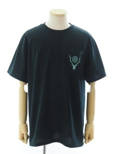 South2 West8 サウスツーウエストエイト - S/S Round Pocket Tee ショートスリーブラウンドポケットティーシャツ - Circle Horn - Black