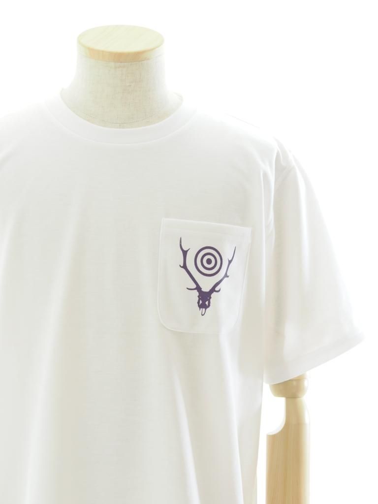 South2 West8 サウスツーウエストエイト - S/S Round Pocket Tee ショートスリーブラウンドポケットティーシャツ - Circle Horn - White