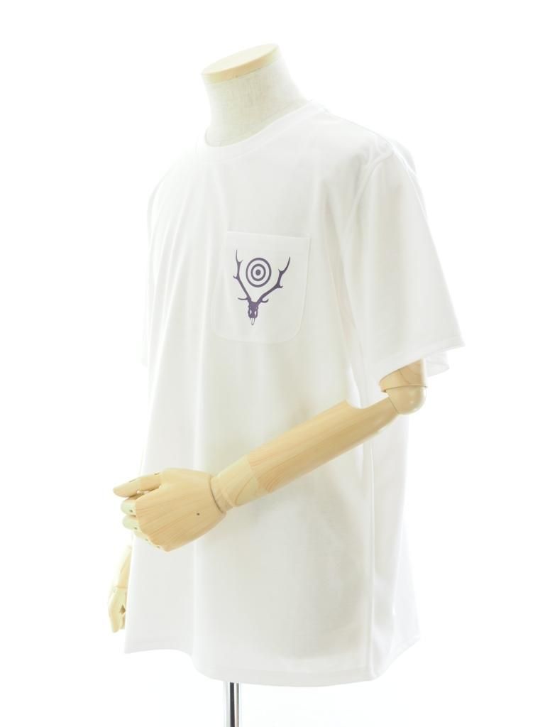 South2 West8 サウスツーウエストエイト - S/S Round Pocket Tee ショートスリーブラウンドポケットティーシャツ - Circle Horn - White