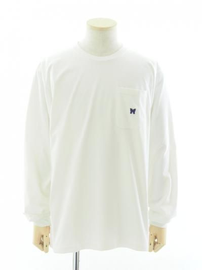 Needles ニードルズ - L/S Crew Neck Tee ロングスリーブクルーネックティー - Poly Jersey - White