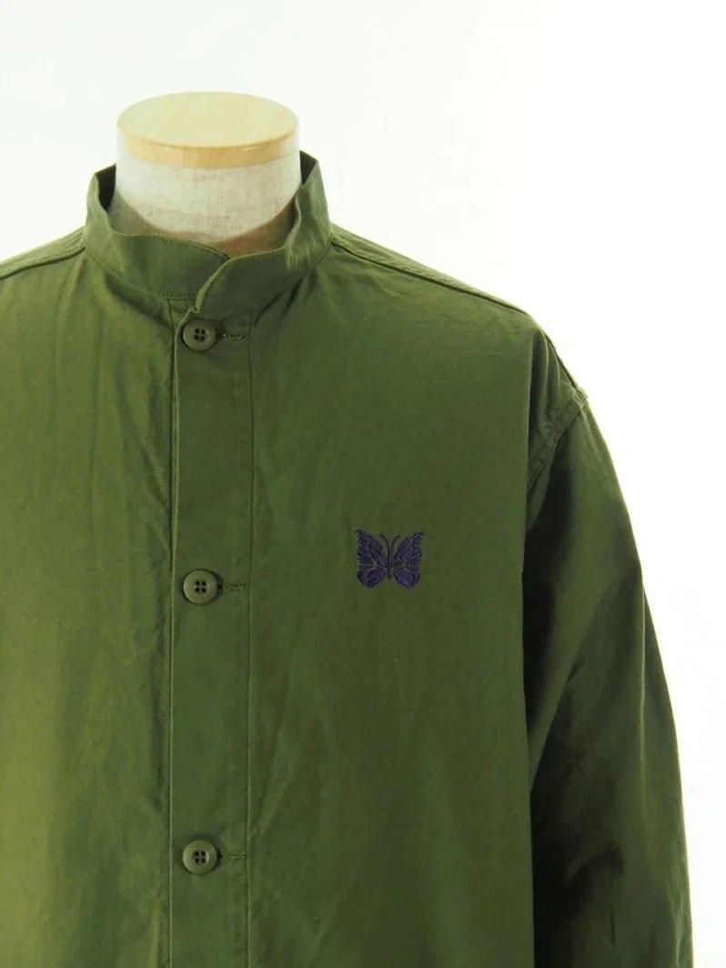 Needles ニードルズ - Stand Collar Army Shirt スタンドカラーアーミーシャツ - Back Sateen - Olive