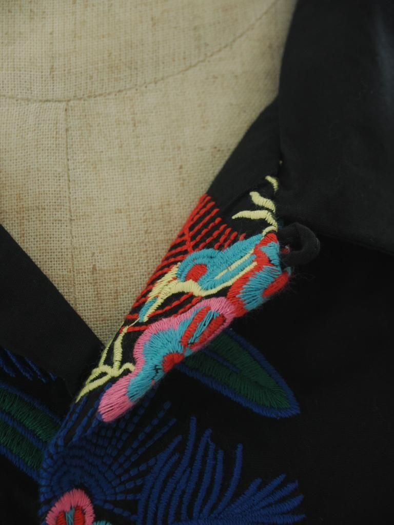 Engineered Garments エンジニアドガーメンツ - Classic Shirt クラッシックシャツ -  Cotton Floral Enb. - Black
