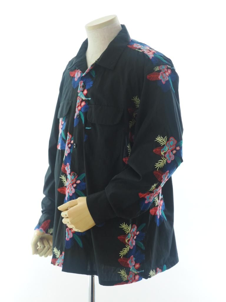 Engineered Garments エンジニアドガーメンツ - Classic Shirt クラッシックシャツ -  Cotton Floral Enb. - Black