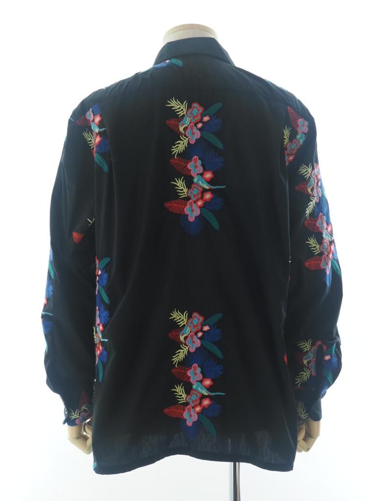Engineered Garments エンジニアドガーメンツ - Classic Shirt クラッシックシャツ -  Cotton Floral Enb. - Black