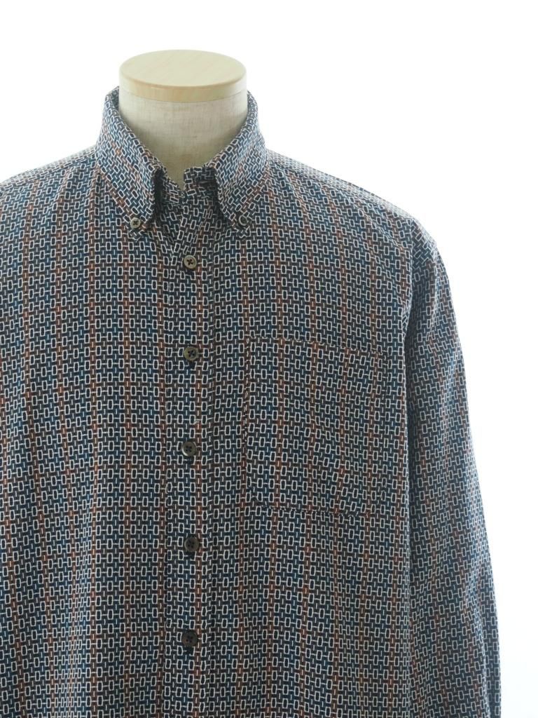 Engineered Garments エンジニアドガーメンツ - 19C BD Shirt - Cotton Geo Jacquard - Navy / Brown