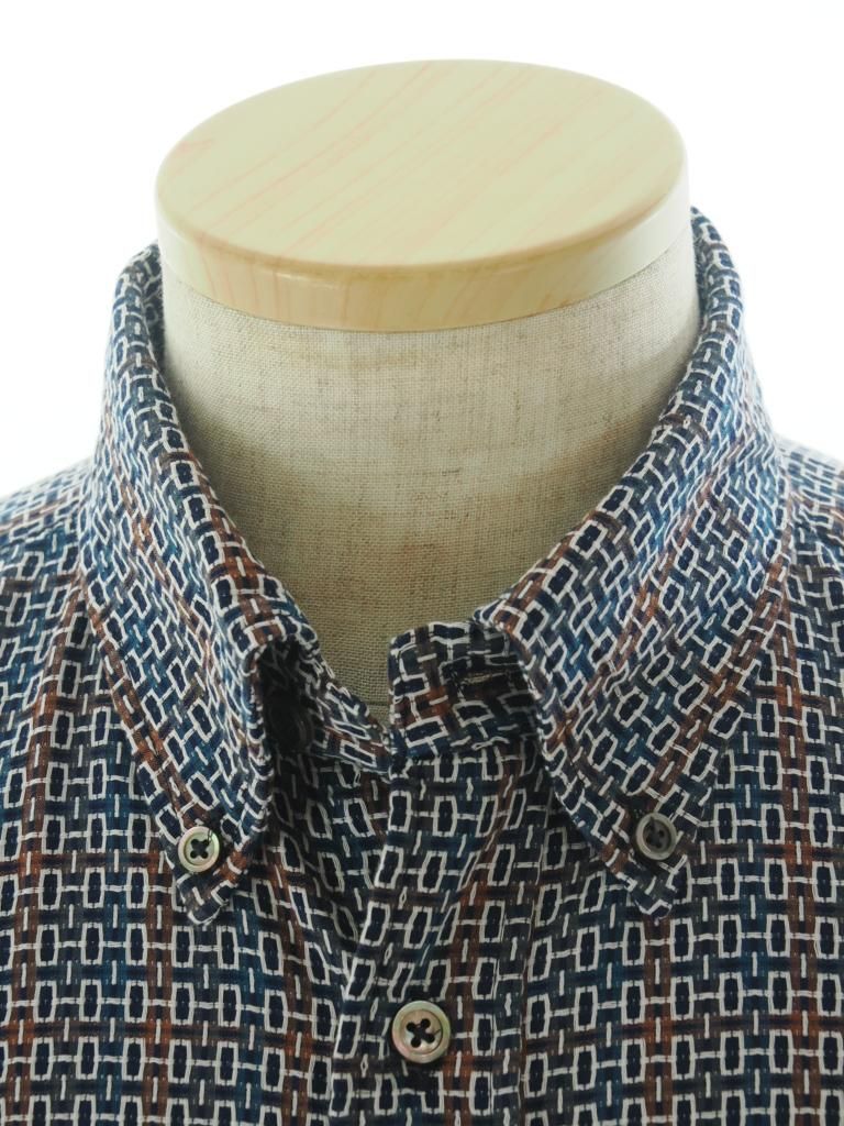 Engineered Garments エンジニアドガーメンツ - 19C BD Shirt - Cotton Geo Jacquard - Navy / Brown