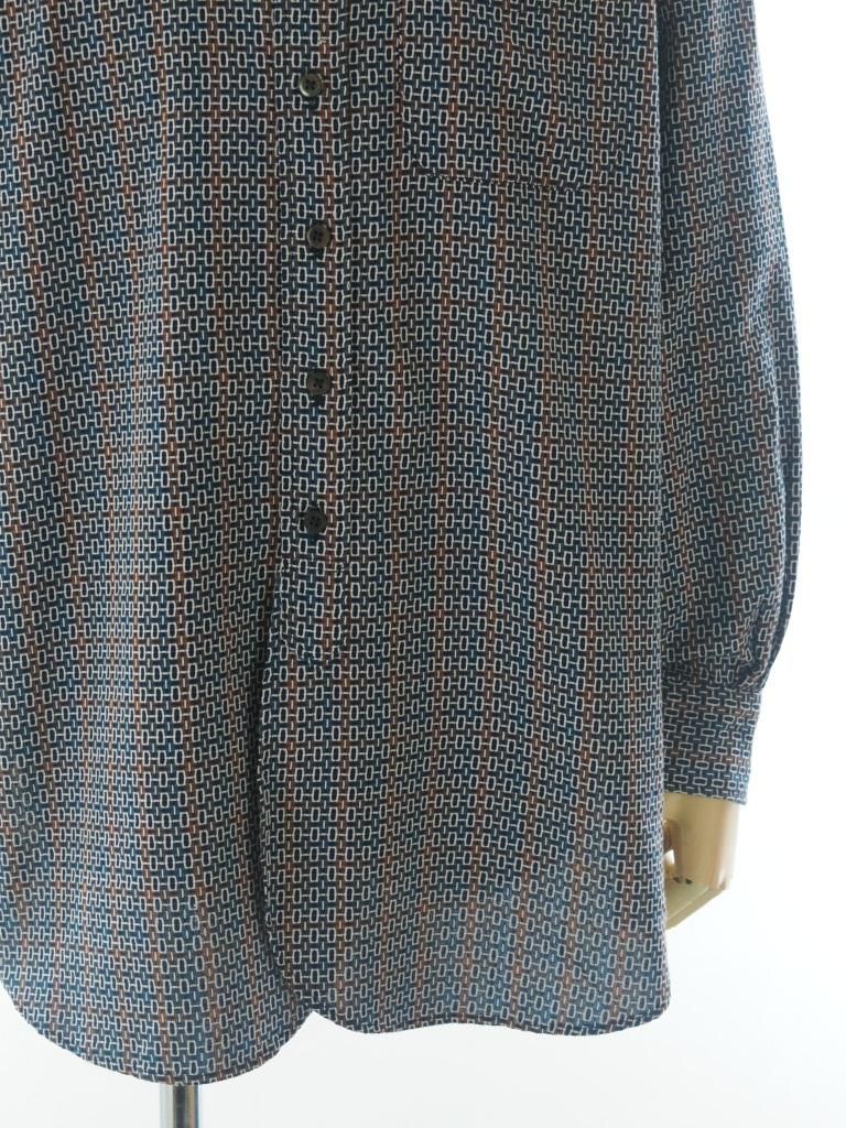 Engineered Garments エンジニアドガーメンツ - 19C BD Shirt - Cotton Geo Jacquard - Navy / Brown