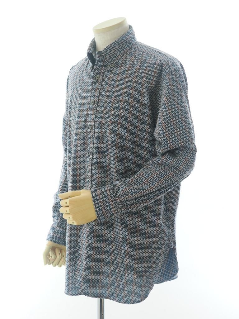 Engineered Garments エンジニアドガーメンツ - 19C BD Shirt - Cotton Geo Jacquard - Navy / Brown