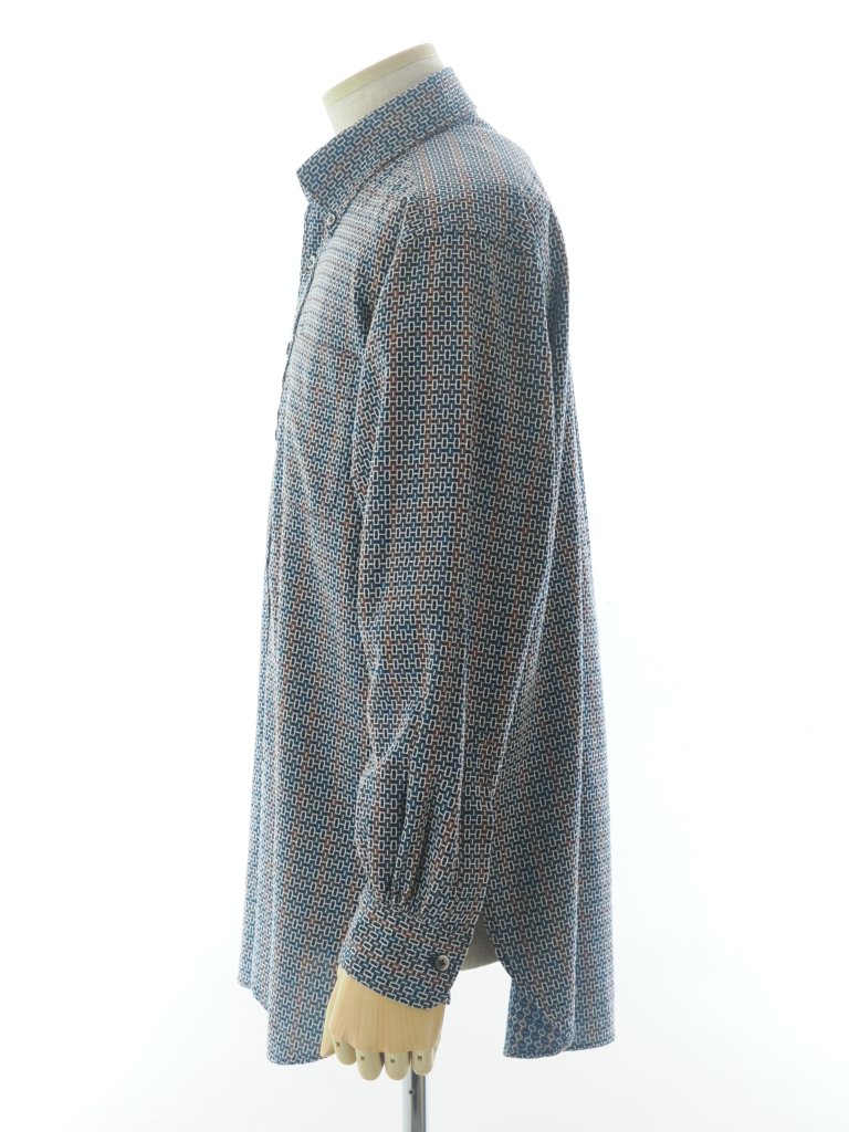 Engineered Garments 󥸥˥ɥ - 19C BD Shirt - Cotton Geo Jacquard - Navy / Brown