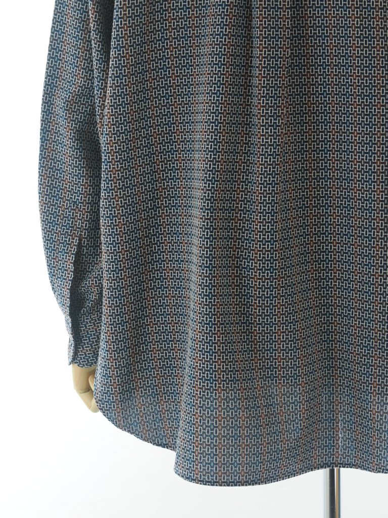 Engineered Garments 󥸥˥ɥ - 19C BD Shirt - Cotton Geo Jacquard - Navy / Brown