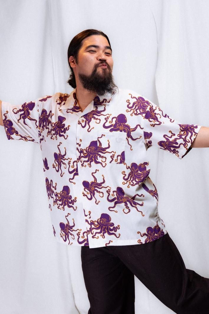 TUITACI 朔 ツイタチ - Hundred Octopus Aloha Shirts ハンドレッドオクトパスアロハシャツ - White