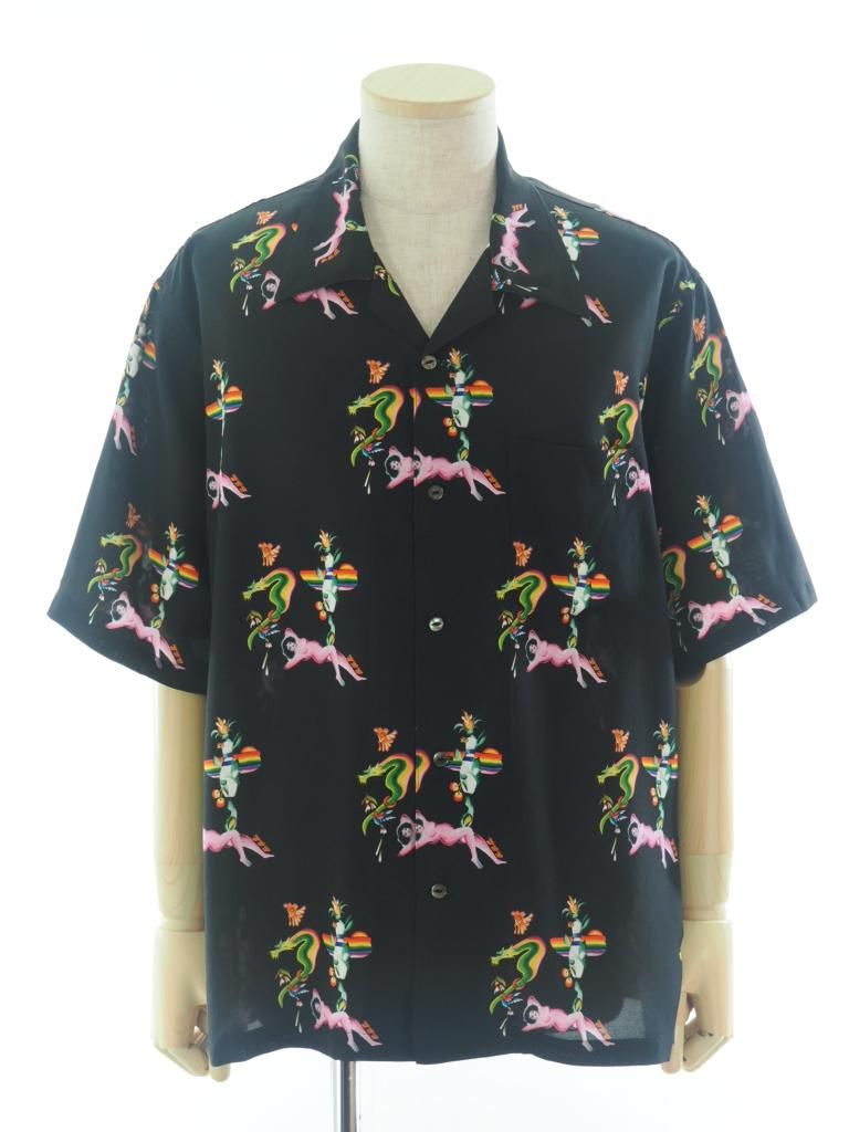TUITACI 朔 ツイタチ - Red Light Aloha Shirts レッドライトアロハシャツ - Black