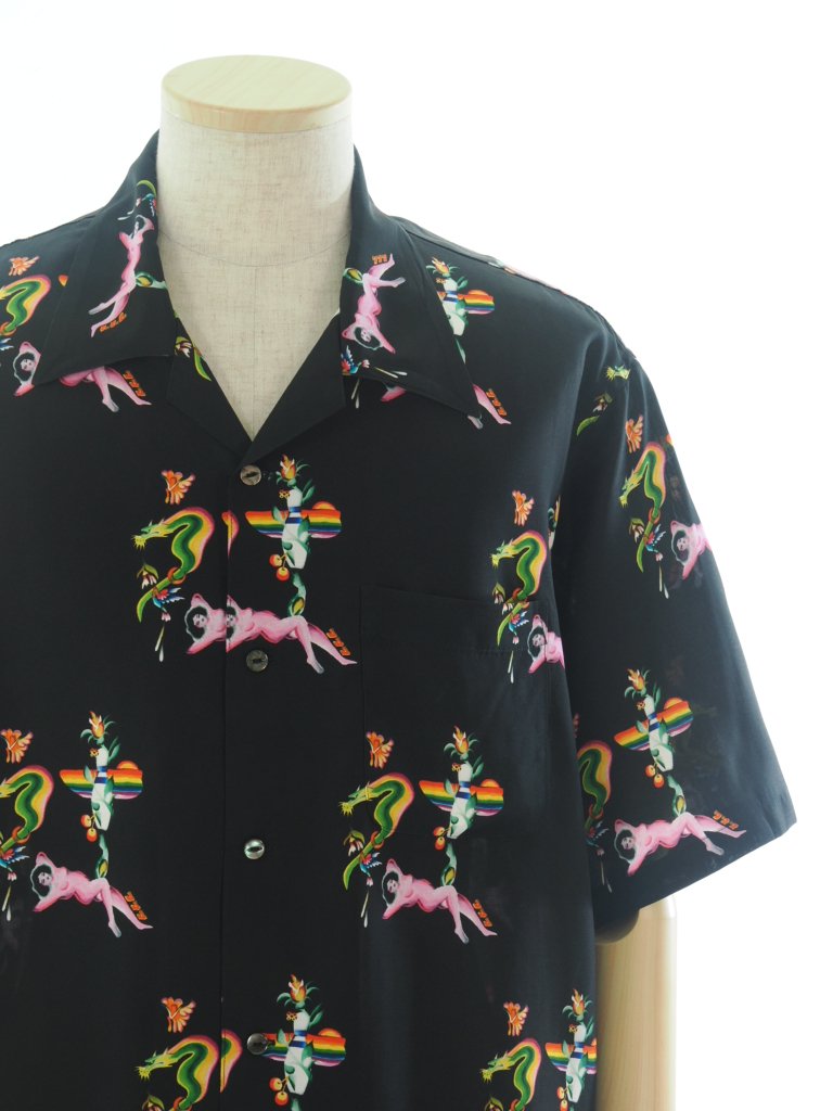 TUITACI  ĥ - Red Light Aloha Shirts åɥ饤ȥϥ - Black