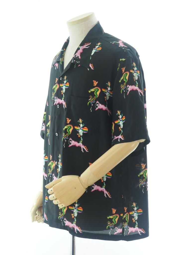 TUITACI 朔 ツイタチ - Red Light Aloha Shirts レッドライトアロハシャツ - Black