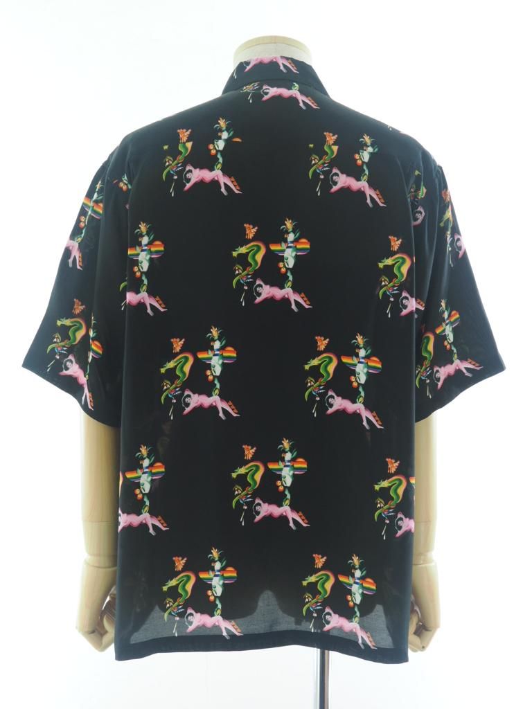 TUITACI 朔 ツイタチ - Red Light Aloha Shirts レッドライトアロハシャツ - Black