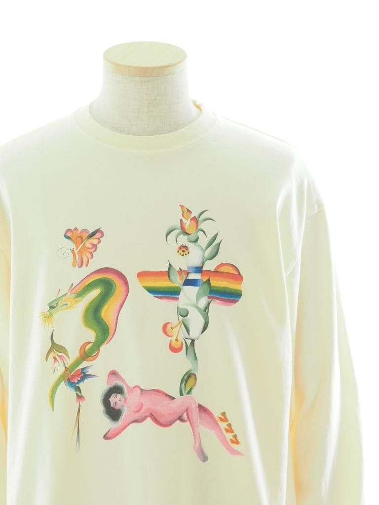 TUITACI 朔 ツイタチ - Red Light L/S T-Shirts レッドライトロングスリーブティーシャツ - Ivory
