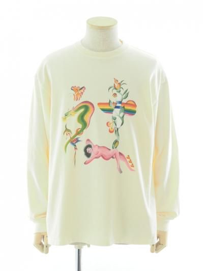 TUITACI 朔 ツイタチ - Red Light L/S T-Shirts レッドライトロングスリーブティーシャツ - Ivory