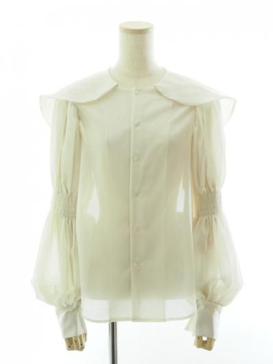 Rhodolirion ロドリリオン - Two way Cape Collar Blouse ツーウェイケープカラーブラウス - Voile - Natural