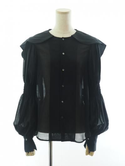 Rhodolirion ロドリリオン - Two way Cape Collar Blouse ツーウェイケープカラーブラウス - Voile - Black