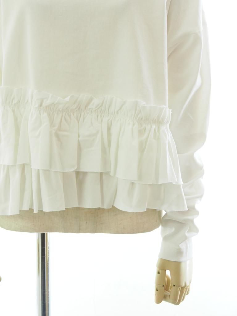 Rhodolirion ロドリリオン - Swallow Frill Tiered Long Sleeve Tee スワローフリルチィアードロングスリーブティー - White