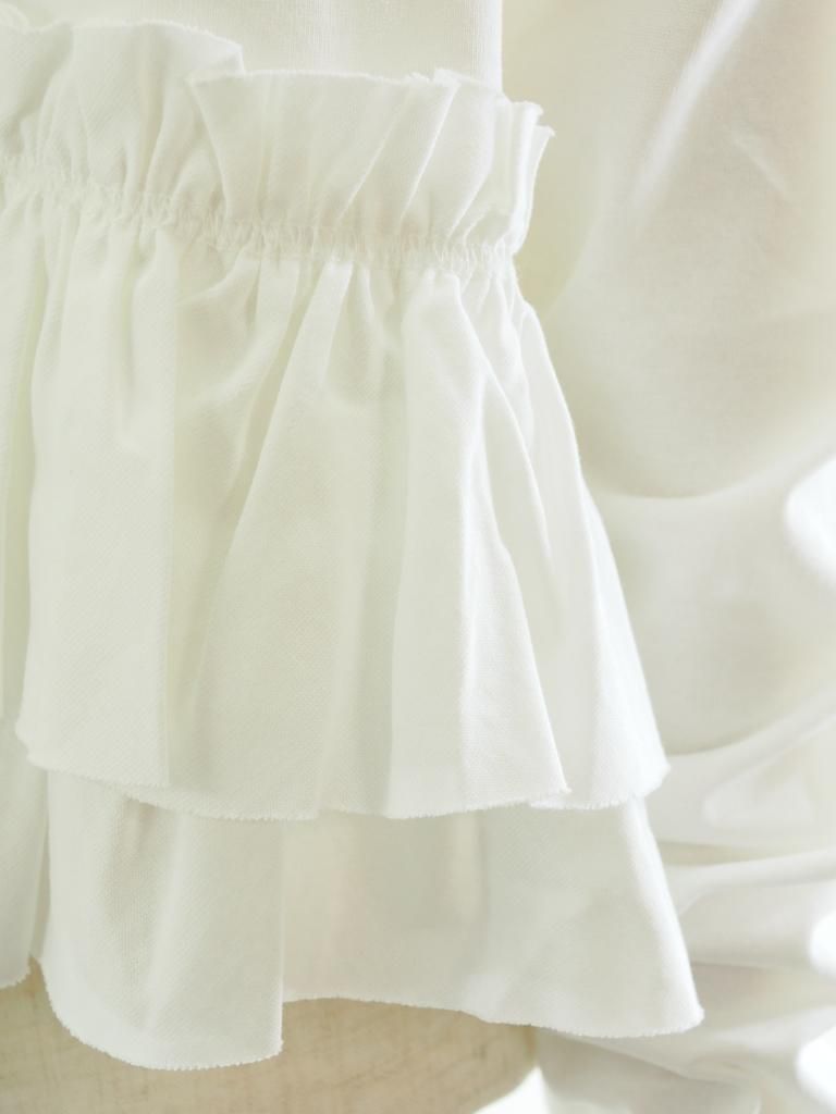Rhodolirion ロドリリオン - Swallow Frill Tiered Long Sleeve Tee スワローフリルチィアードロングスリーブティー - White
