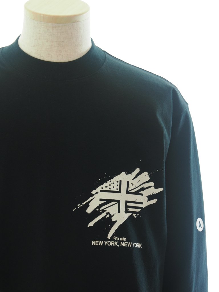 AiE  - Mock Neck L/S Tee åͥå󥰥꡼֥ƥ - Cotton Jersey - UNION JACK - Black