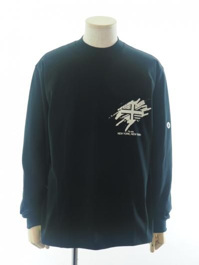 AiE エーアイイー - Mock Neck L/S Tee モックネックロングスリーブティー - Cotton Jersey - UNION JACK - Black