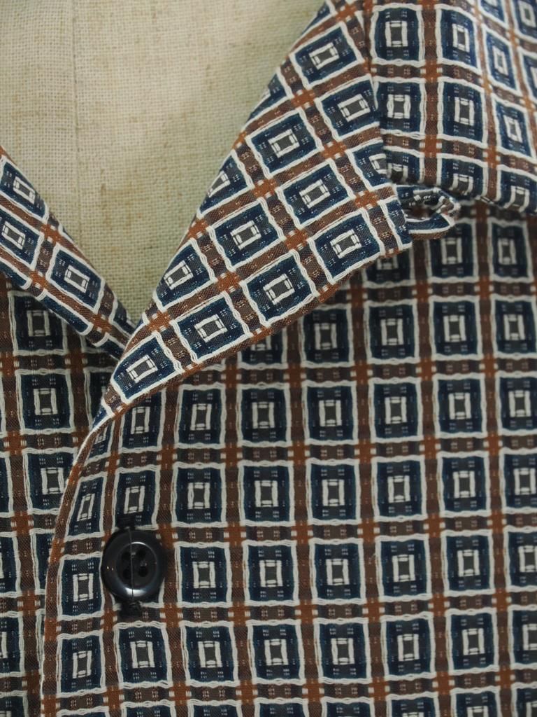 Engineered Garments エンジニアドガーメンツ - Classic Shirt クラッシックシャツ - Cotton Square Jacquard - Navy / Brown