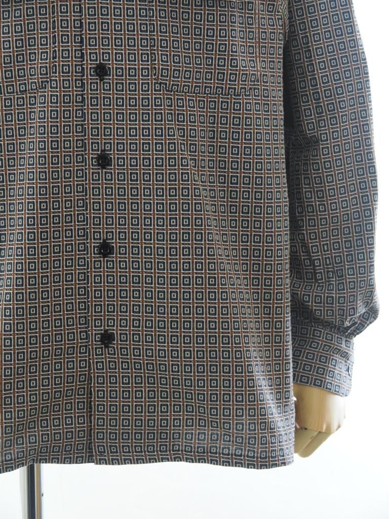 Engineered Garments エンジニアドガーメンツ - Classic Shirt クラッシックシャツ - Cotton Square Jacquard - Navy / Brown